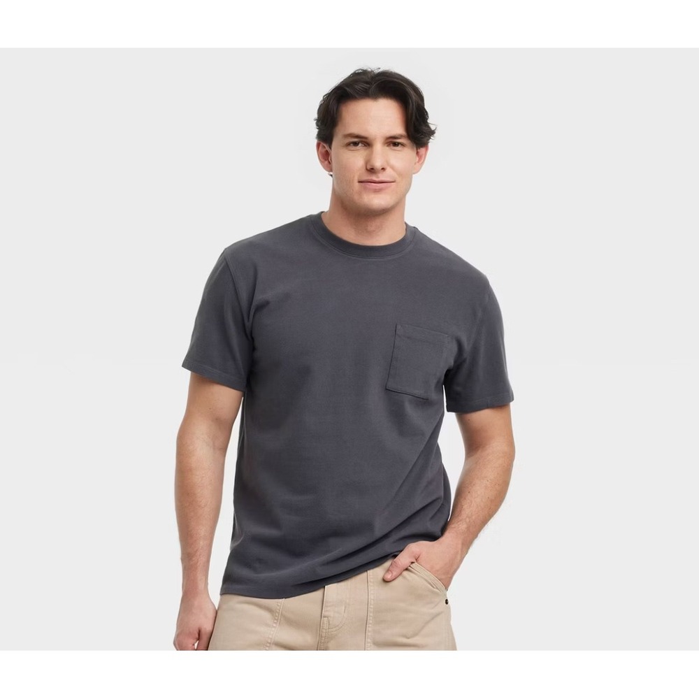 Goodfellow & Co Mens Relaxed Fit Short Sleeve Pocket T-Shirt Washed Black Size M